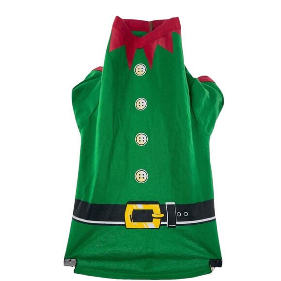 Elf Dog Costume Christmas Outfit XL Green & Red With Belt Design For Large Dogs - Picture 2 of 14